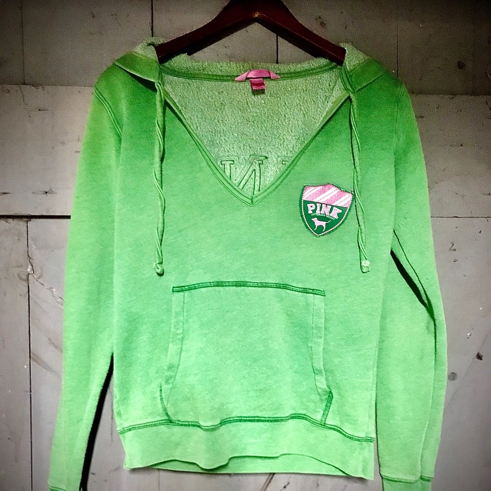 Vintage PINK v neck hoodie